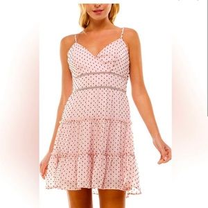 Row A size XL fits for L Pink Clip Dot Ladder Trim Dress
